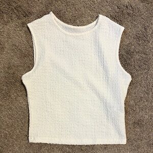 SHEIN Cream Textured Sleeveless Tank Top